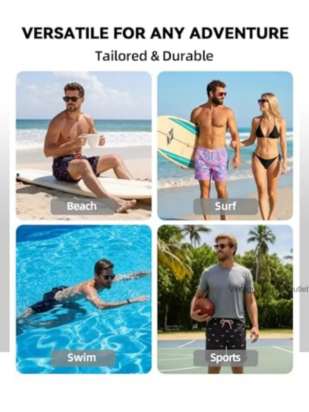 Men's Quick Dry Swim Trunks with Compression Liner 7 Inch Board Shorts